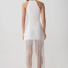 Abigail Vestito lungo con scollo a V e frange – Bianco Abigail Vestito lungo con scollo a V e frange – Bianco
