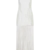 Abigail Vestito lungo con scollo a V e frange – Bianco Abigail Vestito lungo con scollo a V e frange – Bianco
