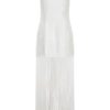 Abigail Vestito lungo con scollo a V e frange – Bianco Abigail Vestito lungo con scollo a V e frange – Bianco