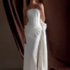 Abito a corsetto in raso Galia – Bianco