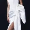 Abito a corsetto in raso Galia – Bianco