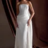 Abito a corsetto in raso Galia – Bianco
