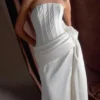 Abito a corsetto in raso Galia – Bianco