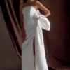 Abito a corsetto in raso Galia – Bianco