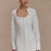Abito chemisier in cotone con peplo Carina – Bianco Abito chemisier in cotone con peplo Carina – Bianco