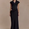 Abito lungo a camicia con corsetto Saphira – Nero Abito lungo a camicia con corsetto Saphira – Nero