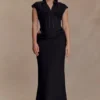 Abito lungo a camicia con corsetto Saphira – Nero Abito lungo a camicia con corsetto Saphira – Nero