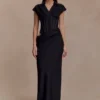 Abito lungo a camicia con corsetto Saphira – Nero Abito lungo a camicia con corsetto Saphira – Nero