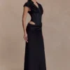 Abito lungo a camicia con corsetto Saphira – Nero Abito lungo a camicia con corsetto Saphira – Nero