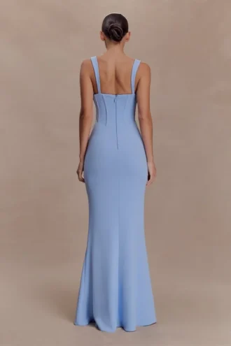 Abito lungo a corsetto in crêpe Luella – Blu fiordaliso