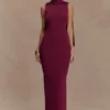 Abito lungo a sciarpa in maglia Darby – Merlot Abito lungo a sciarpa in maglia Darby – Merlot