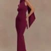 Abito lungo a sciarpa in maglia Darby – Merlot Abito lungo a sciarpa in maglia Darby – Merlot