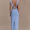 Abito lungo drappeggiato in crêpe Galilea – Blu fiordaliso Abito lungo drappeggiato in crêpe Galilea – Blu fiordaliso