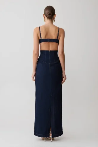 Abito lungo in Denim con coppe Amila – Blu indaco