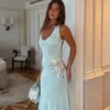 Abito lungo in maglia Ellington con paillettes – Lagoon Abito lungo in maglia Ellington con paillettes – Lagoon