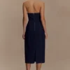 Abito midi con scollo all’americana in Denim Shauna – Blu indaco Abito midi con scollo all’americana in Denim Shauna – Blu indaco