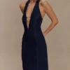 Abito midi con scollo all’americana in Denim Shauna – Blu indaco Abito midi con scollo all’americana in Denim Shauna – Blu indaco