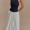 Abito midi in cotone Denim Ashwin – Blu indaco Abito midi in cotone Denim Ashwin – Blu indaco