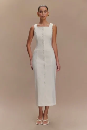 Abito midi in Denim Reyna – Bianco
