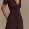 Abito midi in maglia a maniche corte Pearson – Cioccolato Abito midi in maglia a maniche corte Pearson – Cioccolato