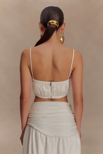 Bandeau in lino arricciato Scottie – Oat Marle
