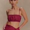 Bandeau in lino arricciato Scottie – Vino