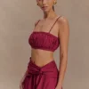 Bandeau in lino arricciato Scottie – Vino