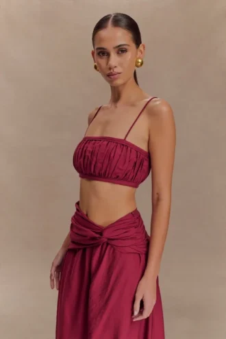Bandeau in lino arricciato Scottie – Vino