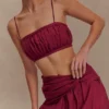 Bandeau in lino arricciato Scottie – Vino