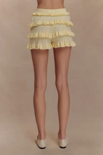 Bloomers con volant in maglia pointelle Amy – Giallo limone
