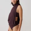 Body drappeggiato senza maniche in modal Laurelle – Cioccolato Body drappeggiato senza maniche in modal Laurelle – Cioccolato