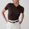 Body incrociato a maniche corte Junie – Cioccolato Body incrociato a maniche corte Junie – Cioccolato