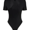 Body incrociato a maniche corte Junie – Nero Body incrociato a maniche corte Junie – Nero
