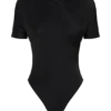 Body incrociato a maniche corte Junie – Nero Body incrociato a maniche corte Junie – Nero