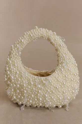 Borsa Amara con perline a goccia – Bianco