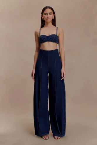 Bralette corta in Denim Belle – Blu indaco