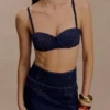 Bralette corta in Denim Belle – Blu indaco