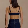 Bralette corta in Denim Belle – Blu indaco