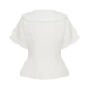 Camicia a maniche corte Melody con colletto in pizzo – Bianco
