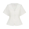 Camicia a maniche corte Melody con colletto in pizzo – Bianco