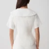 Camicia a maniche corte Melody con colletto in pizzo – Bianco