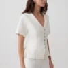 Camicia a maniche corte Melody con colletto in pizzo – Bianco