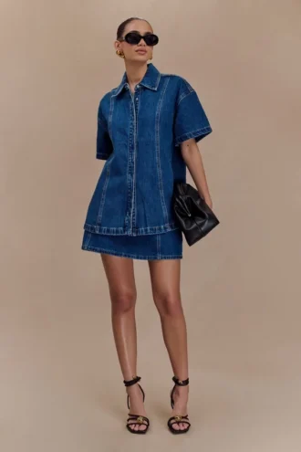Camicia in Denim oversize Maya – Blu scuro