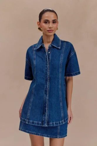 Camicia in Denim oversize Maya – Blu scuro