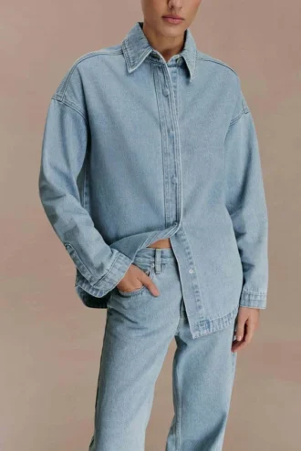 Camicia oversize in Denim Lioda – Blu anni ’80