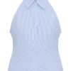 Camicia senza maniche con scollo all’americana Allison – Gessato blu Camicia senza maniche con scollo all’americana Allison – Gessato blu