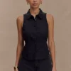 Camicia senza maniche con scollo all’americana Selene – Nero Camicia senza maniche con scollo all’americana Selene – Nero