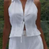 Camicia senza maniche in lino Scout – Bianca Camicia senza maniche in lino Scout – Bianca