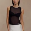 Canotta in maglia trasparente Dollie – Nero Canotta in maglia trasparente Dollie – Nero