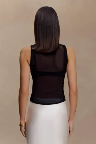Canotta in maglia trasparente Dollie – Nero